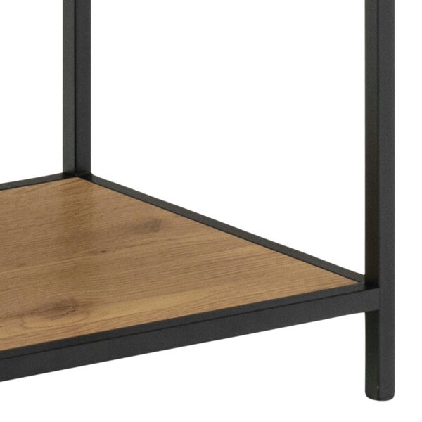 Wyld Haus El Paso Black Metal and Natural Oak Veneer Frame Bookcase 4 Shelves in Step Design