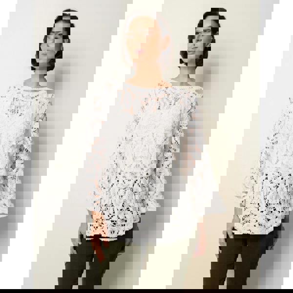 Blue Vanilla Flower Crochet Long Sleeve Top