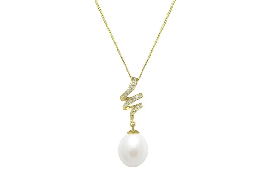 Sarah Layton Freshwater Teardrop Pearl & Diamond Pendant - Gold - DPGP6YGLGEWTD