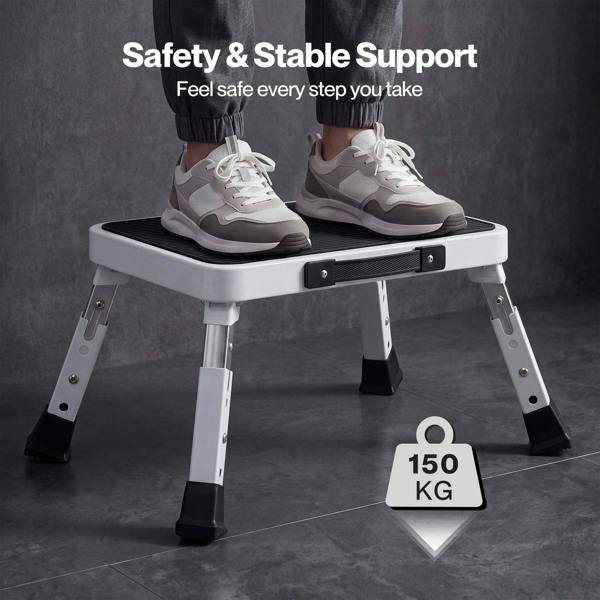 Levede Folding Step Stool Adjustable Aluminium Non Slip Portable Foot Stool
