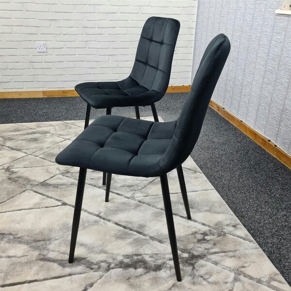 Kosy Koala Dining Chairs Set of 2 Black Velvet Kitchen Chairs