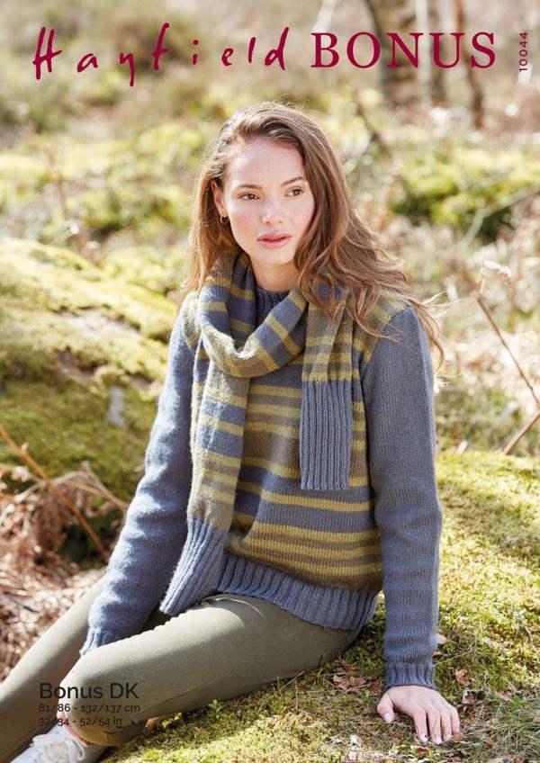 Hayfield Bonus DK Knitting Pattern 10044, Sweaters, Scarves for Women, 32 - 54 Inches
