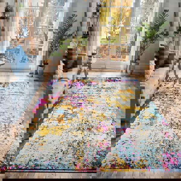 Livabliss Sunderland-Abstract Blue Grey Modern Marble Rug