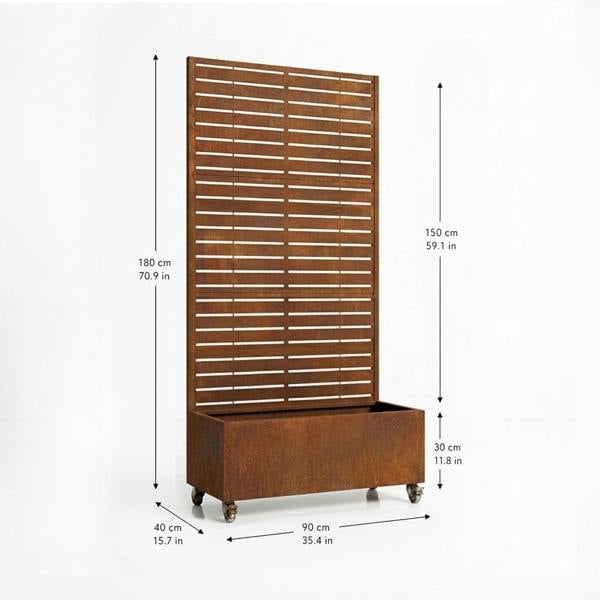 Nicoman Metal Indoor/Outdoor Privacy Screen with Plant Pot - Slats