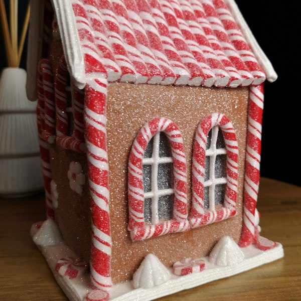 Samuel Alexander 20cm Battery Operated LED Gingerbread Santa Candy Cabin Christmas Decoration