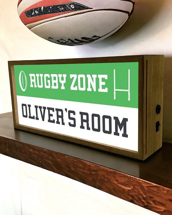 Personalised Rugby Light Box Sign, LED Room Decor for Sports Fans