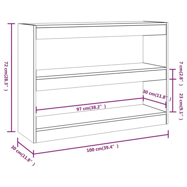 Berkfield Book Cabinet/Room Divider Grey Sonoma 100x30x72 cm