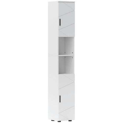 Wyld Haus Dohifa Tall Bathroom Storage Cabinet With Line Embossed Front And Adjustable Shelves White