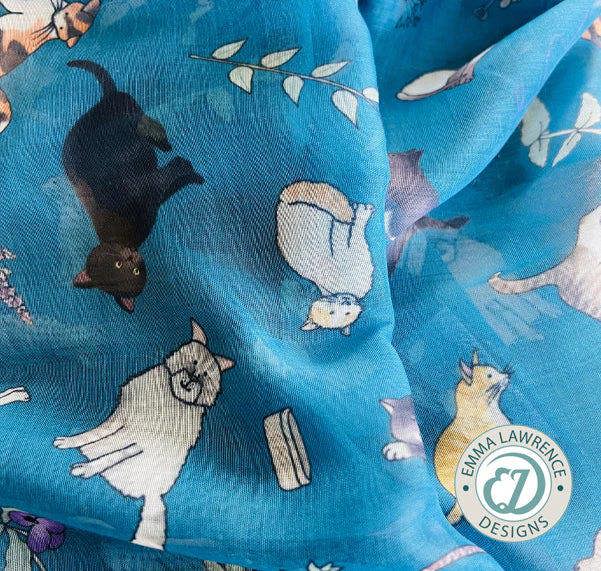 Art on Scarves Recycled Bottle Scarf - Cats