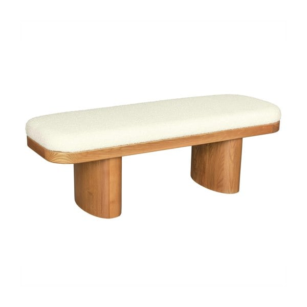 Furniture Edit Ollie White Boucle Wooden Bench