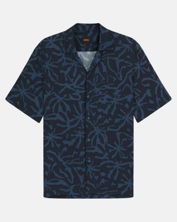BOSS Orange Rayer Mens Short Sleeve Shirt - Dark Blue 404