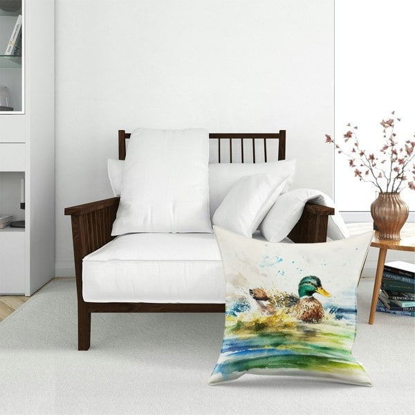 Warren Reed Splashing Mallard Watercolour Floor Cushion