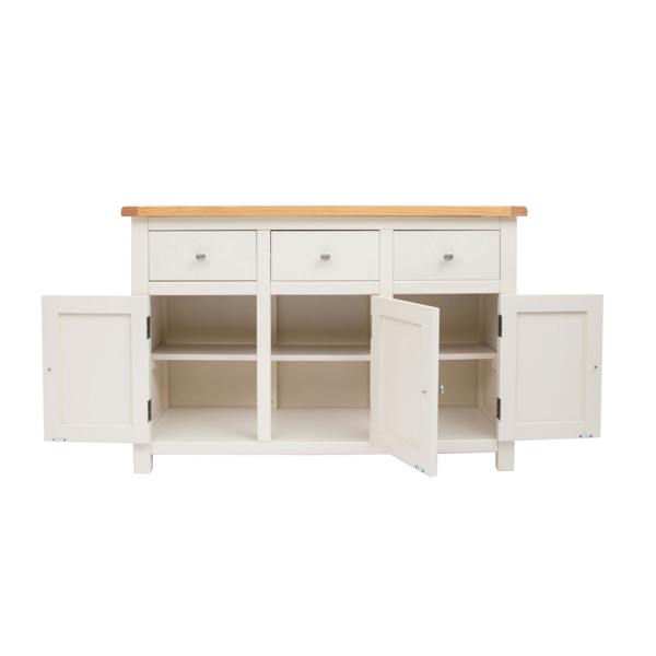 Cabinet Bits Maggiori Off White 3 Drawer 3 Door Sideboard Chrome Knob