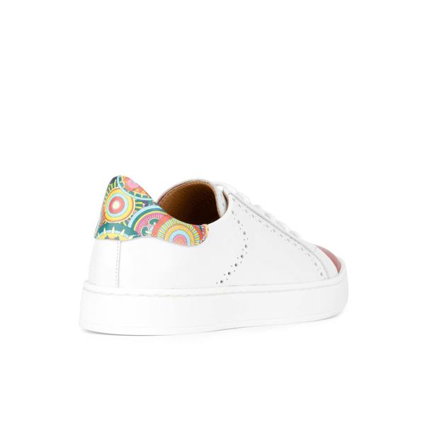Embassy London Serena - Red & Signature Print - Women’s Leather Trainer with Brogue Details