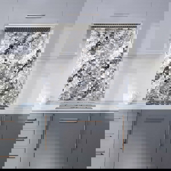 Warren Reed - Designer Silver And Black Quartz Effect Kitchen Splashback