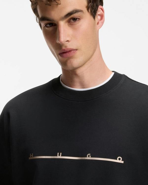 HUGO Datrisweat Mens Sweatshirt - Black 001, detail