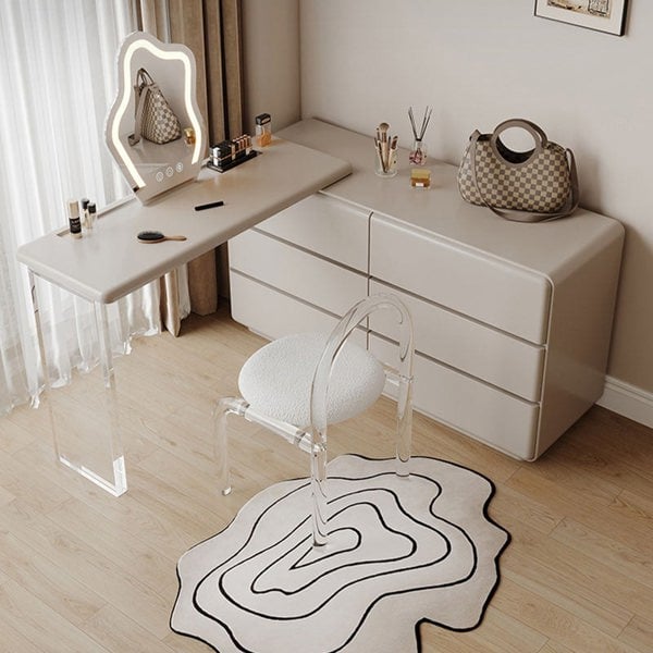 Dominic Dressing Table With Sideboard and LED Mirror-Weilai Concept-Weilai Concept