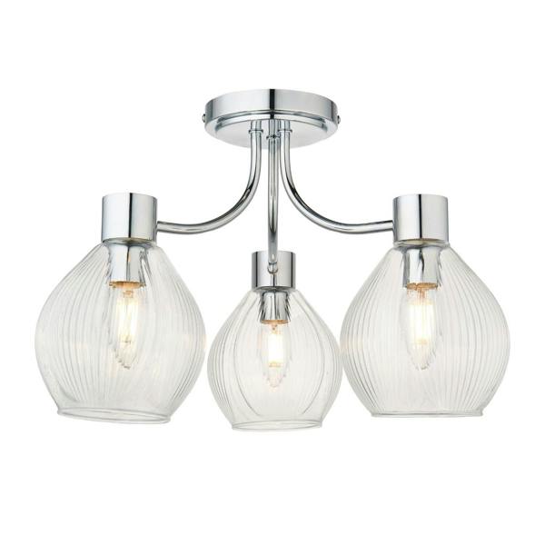 Pagazzi Lighting Hamilton 3 Light Polished Chrome Semi Flush Ceiling Light