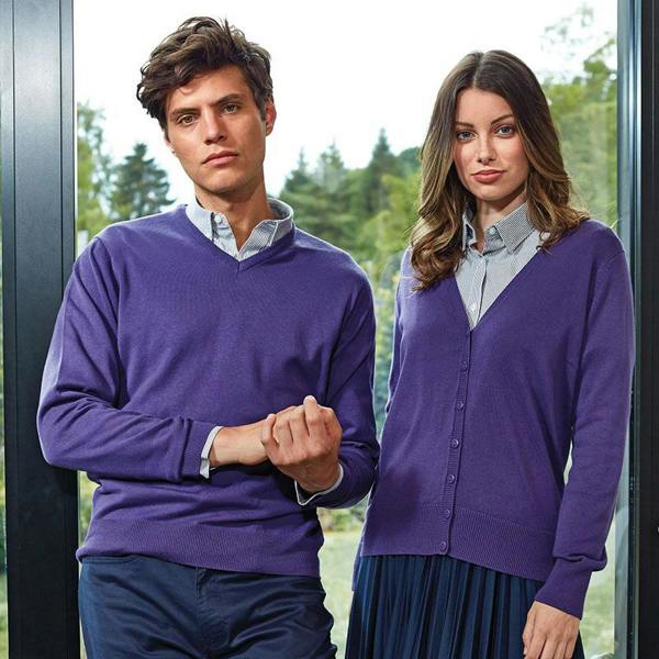 Premier Mens V-Neck Knitted Sweater - Purple
