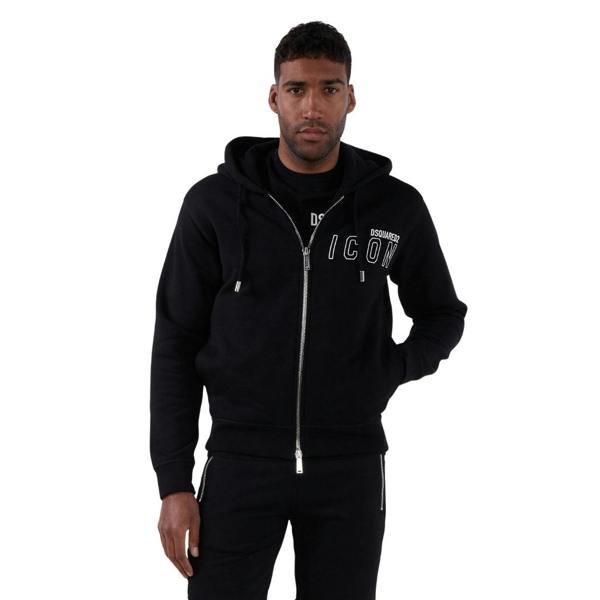 DSQUARED2 Icon Outline Logo Zip Black Hoodie S