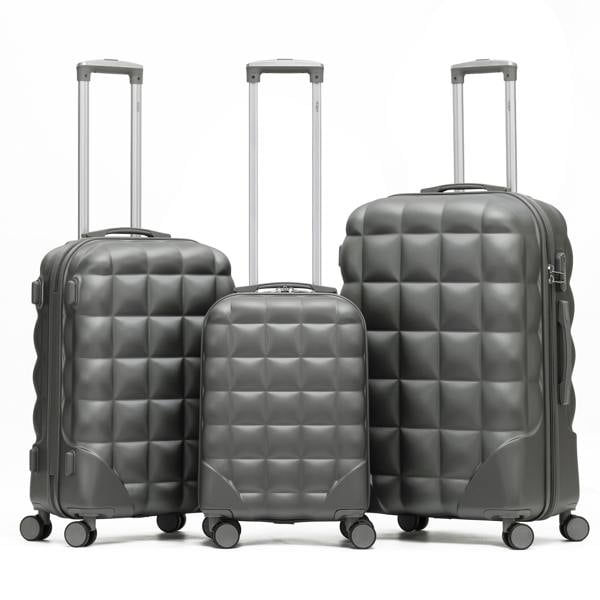 Flight Knight Set of 3 Hard Case Bubble Design Check-in Size Suitcases Hold Luggage
