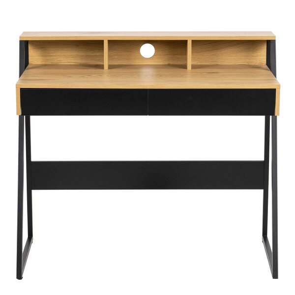 Wyld Haus Cyan 1 Drawer Office Desk Natural Oak Effect and Black