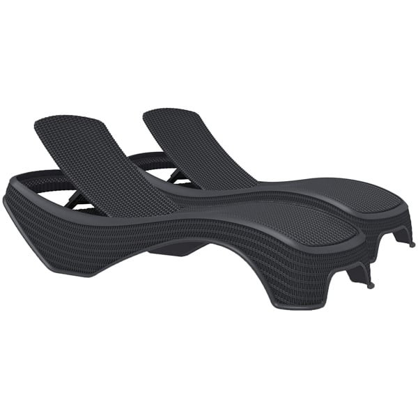 Centurion Supports MALDIVES Black Outdoor High-End PU Rattan Adjustable Sun Lounger Pair