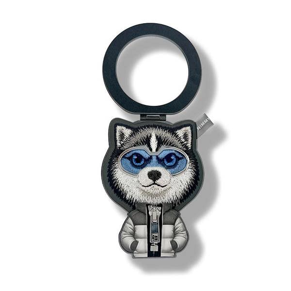 Nimmy Friends Nimmy Cool & Cute 2.0 Husky Embroidery Magnetic Stand with MagSafe Grey - N-KM-BSZJ-017