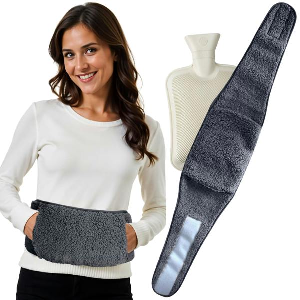 LKH HOME COLLECTION Wearable Hot Water Bottle with Cover UK - 1Litre Wrap Around Hot Water Bottles with Adjustable Belt, Luxurious Sherpa