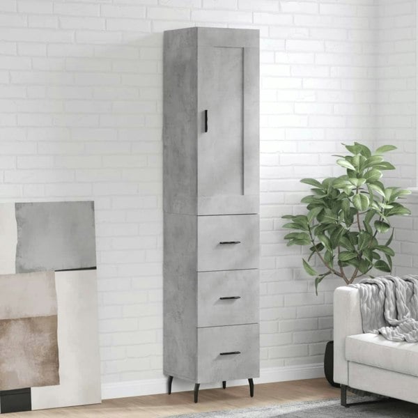 Berkfield Highboard Concrete Grey 34.5x34x180 cm Engineered Wood