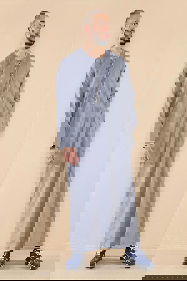 Thobez Men's Thobe Jubba Islamic Clothing Muslim Kaftan Emirati Omani Robe Arab Tassel