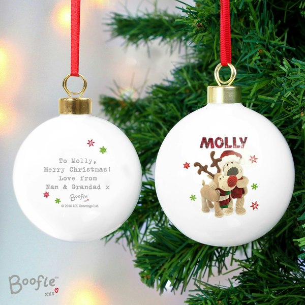 Personalised Memento Company Personalised Boofle Christmas Reindeer Bauble