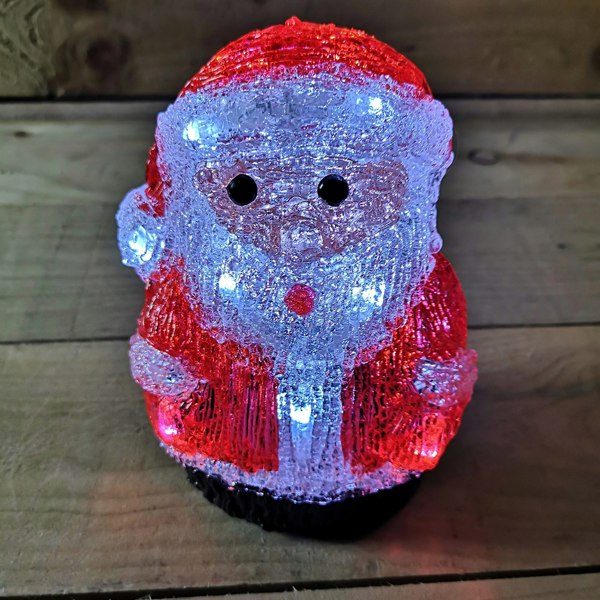 Samuel Alexander 19cm Battery Operated Light up Acrylic Christmas Santa Decoration with 16 Ice White LEDs