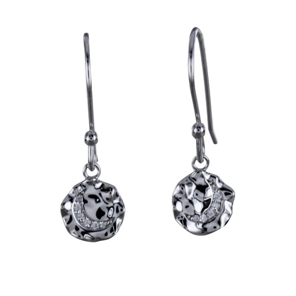 Textured Luna Drop Earrings in Sterling Silver - Reeves & Reeves