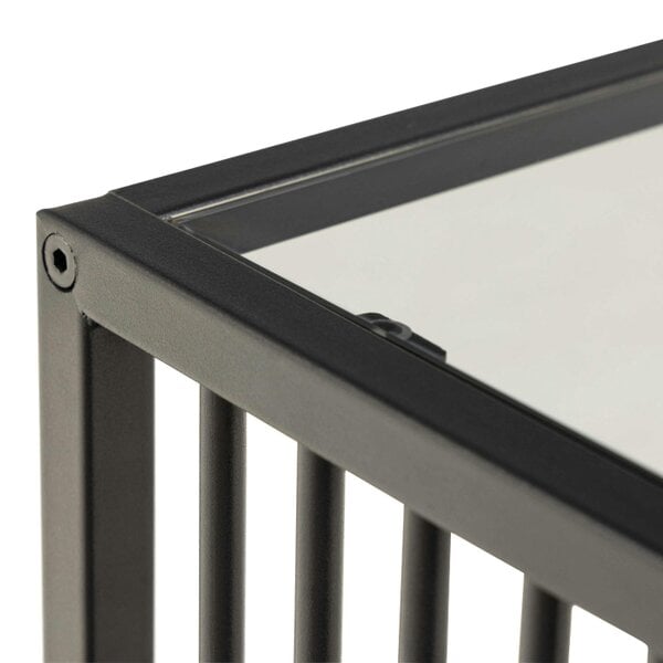 Wyld Haus Porto Organic Black Metal Side Table with Clear Glass Top
