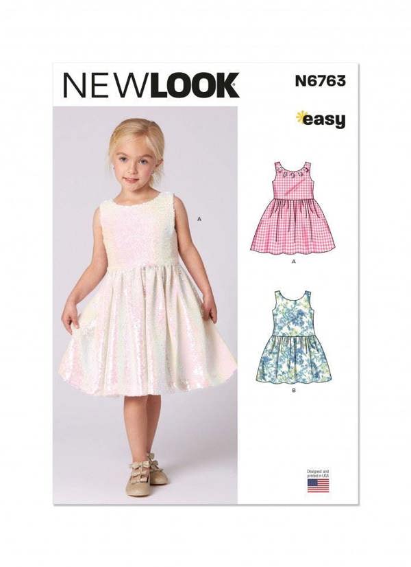 New Look Sewing Pattern 6763, Dresses for Kids, 3-4-5-6-7-8 - Easy