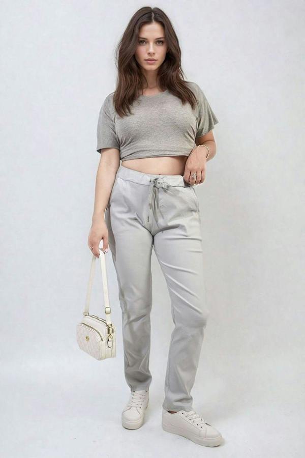 Delilah Casual Drawstring Trousers - Grey