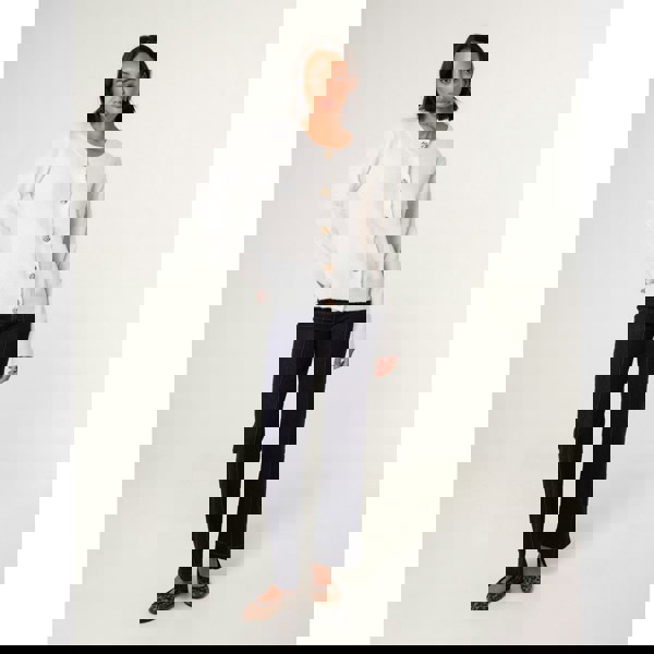 Blue Vanilla Gold Flower Buttons Cardigan