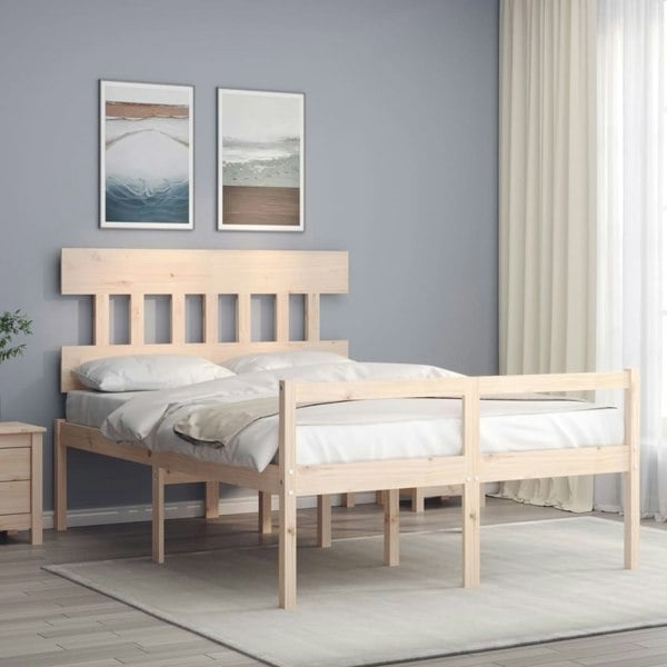 Berkfield Bed Frame with Headboard 140x190 cm Solid Wood