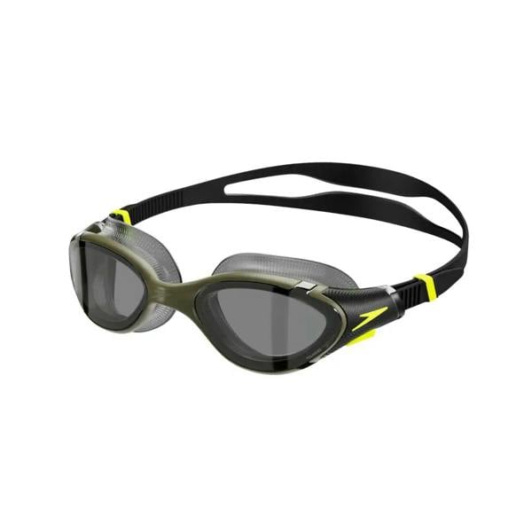 Speedo Biofuse 2.0 polarised swim goggle in black and green with sleek adjustable straps