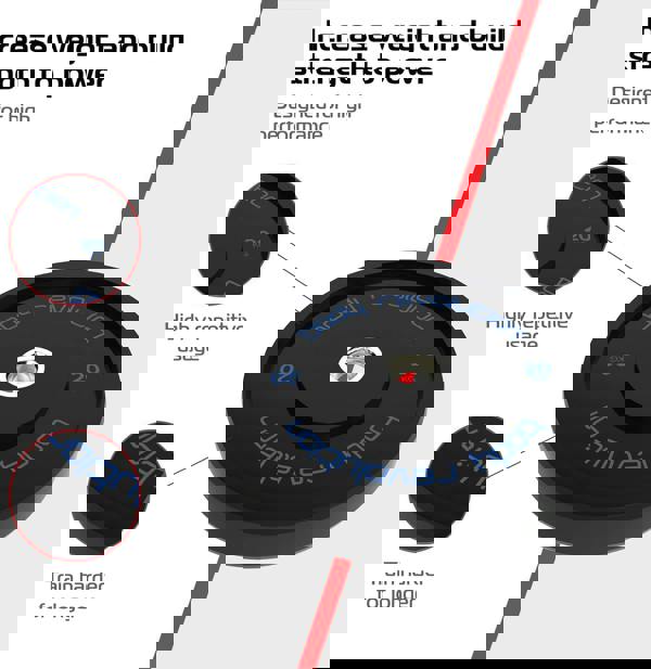 Black Olympic bumper plate with a 20kg weight, featuring a durable rubber surface and blue lettering for easy identification