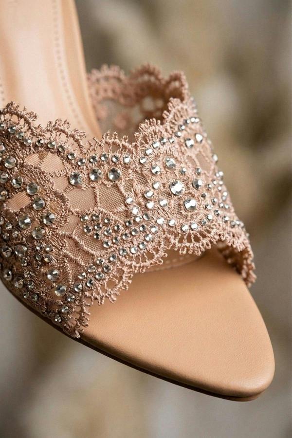 ikrush Ines Embellished Lace Stiletto Mules