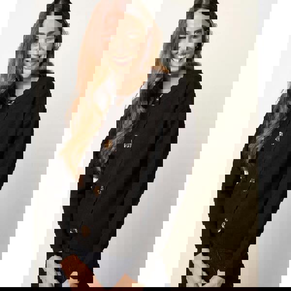 Blue Vanilla Gold Flower Button Cardigan