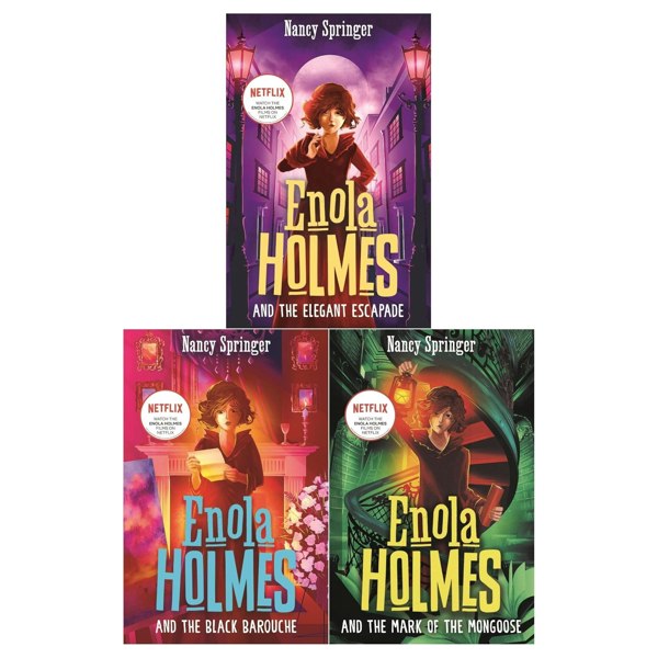 Enola Holmes 3 Book Set Books 7-9 The Black Barouche, The Elegant Escapade, The Mark of the Mongoose