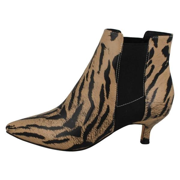 Spot On Ladies Spot On Animal Print Ankle Boots F51118