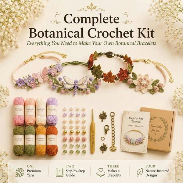 Leaper Natural Botanical-Themed DIY Crochet Bracelet Kit
