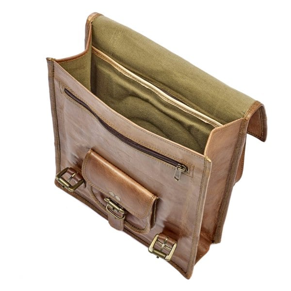 Paper High Brown Leather Satchel Style Rucksack