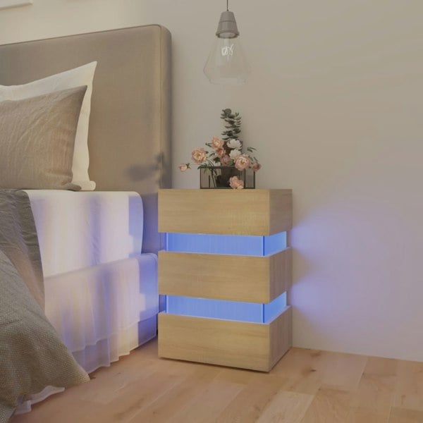 Berkfield LED Bedside Cabinet Sonoma Oak 45x35x67 cm Engineered Wood