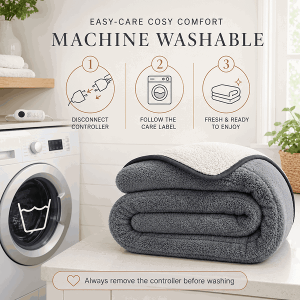 Sweet Dreams Heated Throw Electric Fleece, 9 Heat and 9 Timer Auto Shut Off - Digital Control - Machine Washable