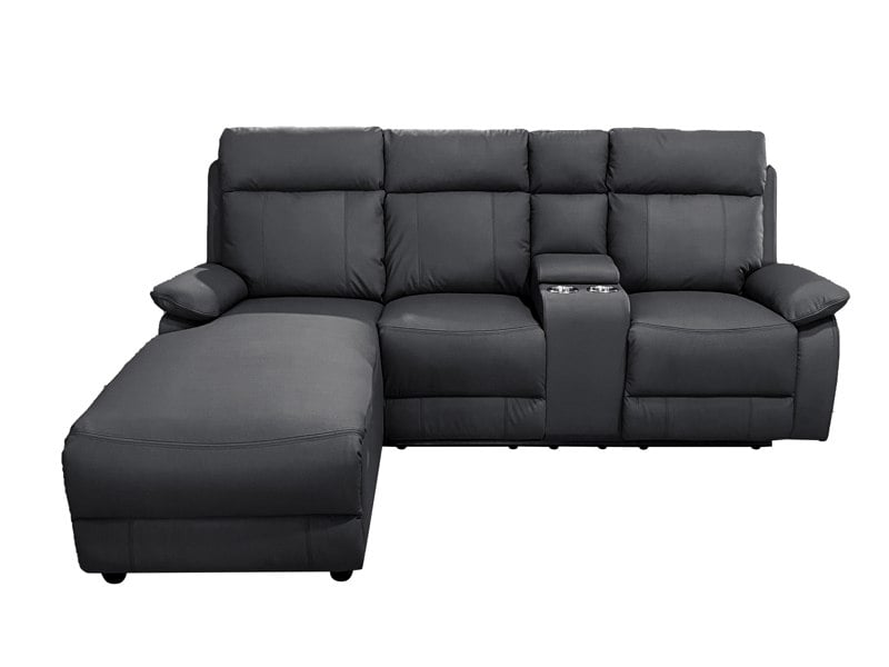 DS Living Sorento Recline Right Hand Corner Leather 3 Seater Sofa in Black or Grey